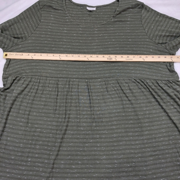 PURE JILL WOMEN'S OLIVE GREEN BABYDOLL LONG SLEEVE T-SHIRT DRESS TUNIC SIZE 3X - Picture 7 of 7